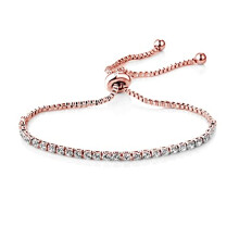 Philip Jones Rose Gold Plated Solitaire Friendship Bracelet Created with Zircondia? Crystals