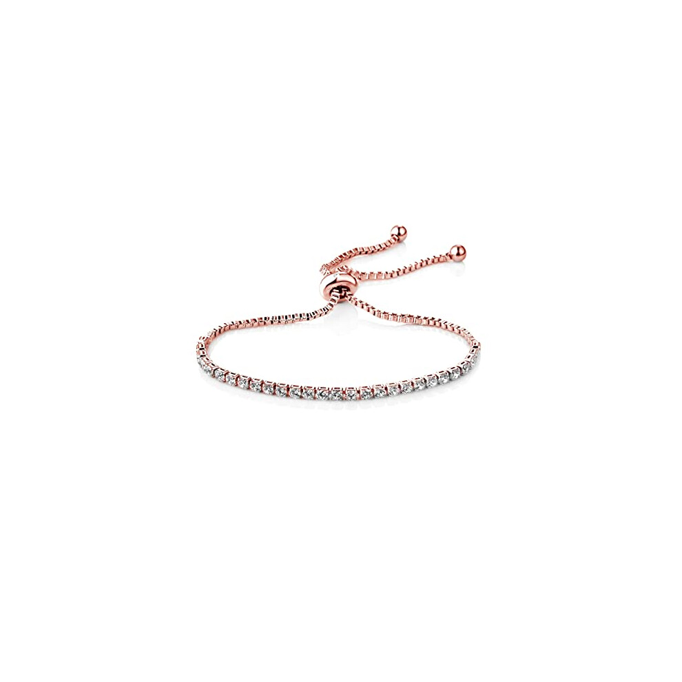 Philip Jones Jewellery Philip Jones Rose Plated Solitaire Friendship Bracelet Created With Zircondia? Crystals Gold