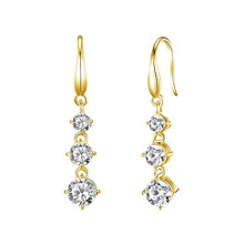 Gold Plated Graduated Drop Earrings Created with Zircondia? Crystals