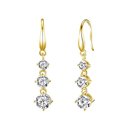Philip Jones Jewellery Gold Plated Graduated Drop Earrings Created with Zircondia? Crystals