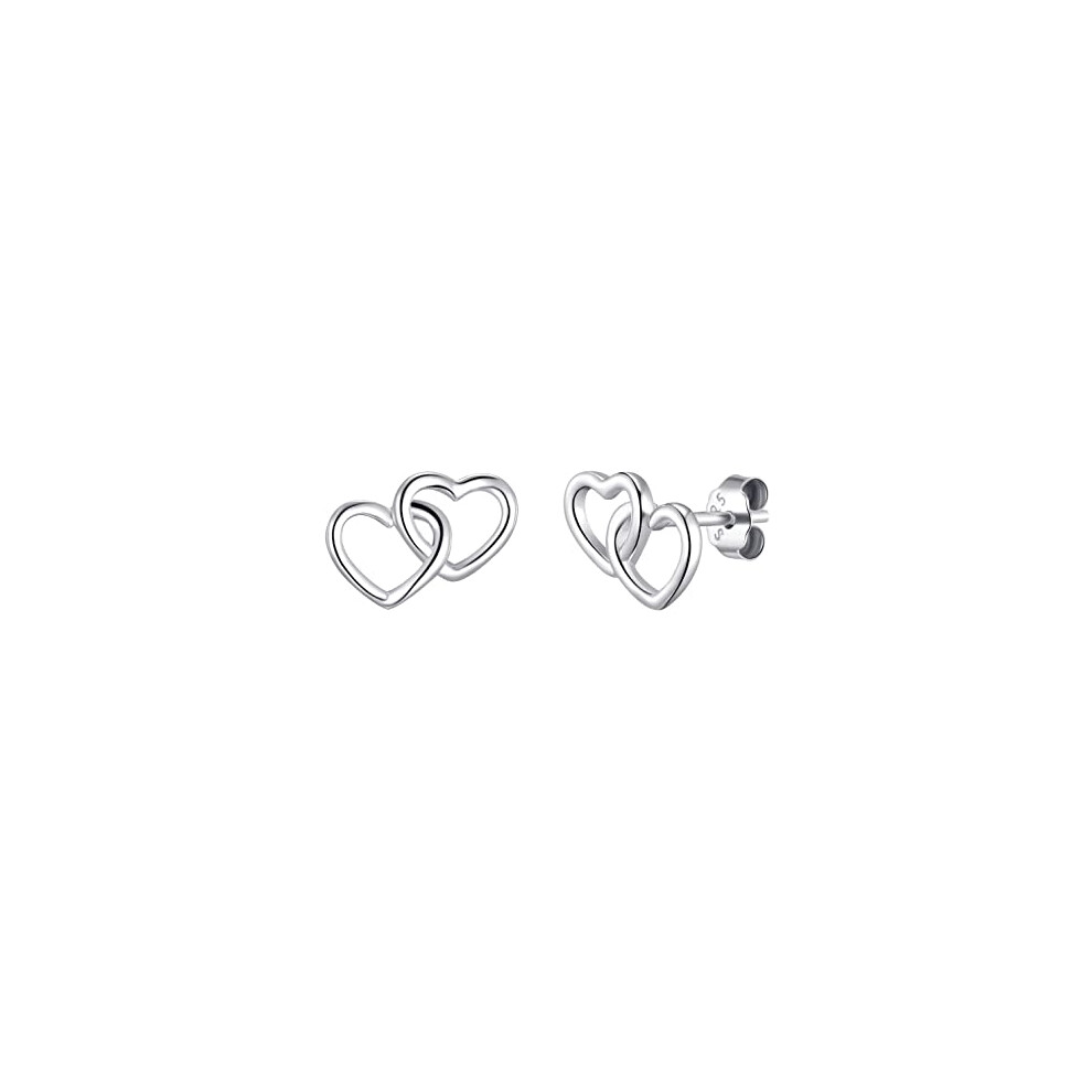 Philip Jones Jewellery Sterling Heart Link Earrings Silver