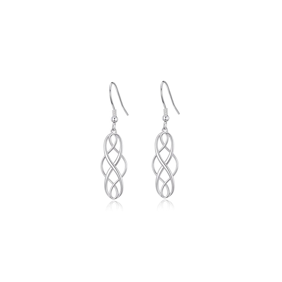 Philip Jones Jewellery Sterling Celtic Drop Earrings - 925 Hallmarked, Hypoallergenic, 43Mm Length Silver