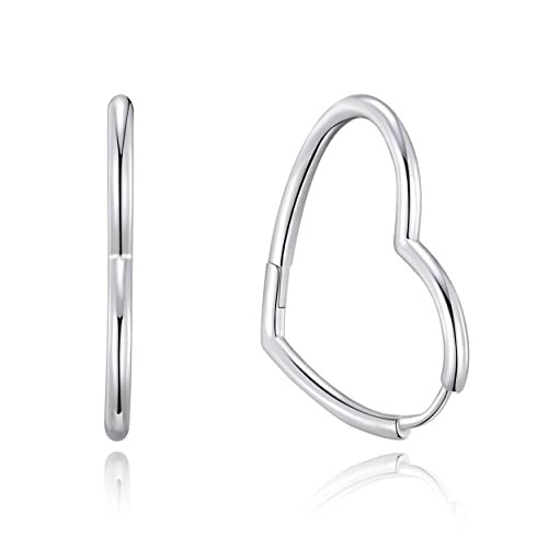 Philip Jones Jewellery Sterling Silver Heart Hoop Earrings