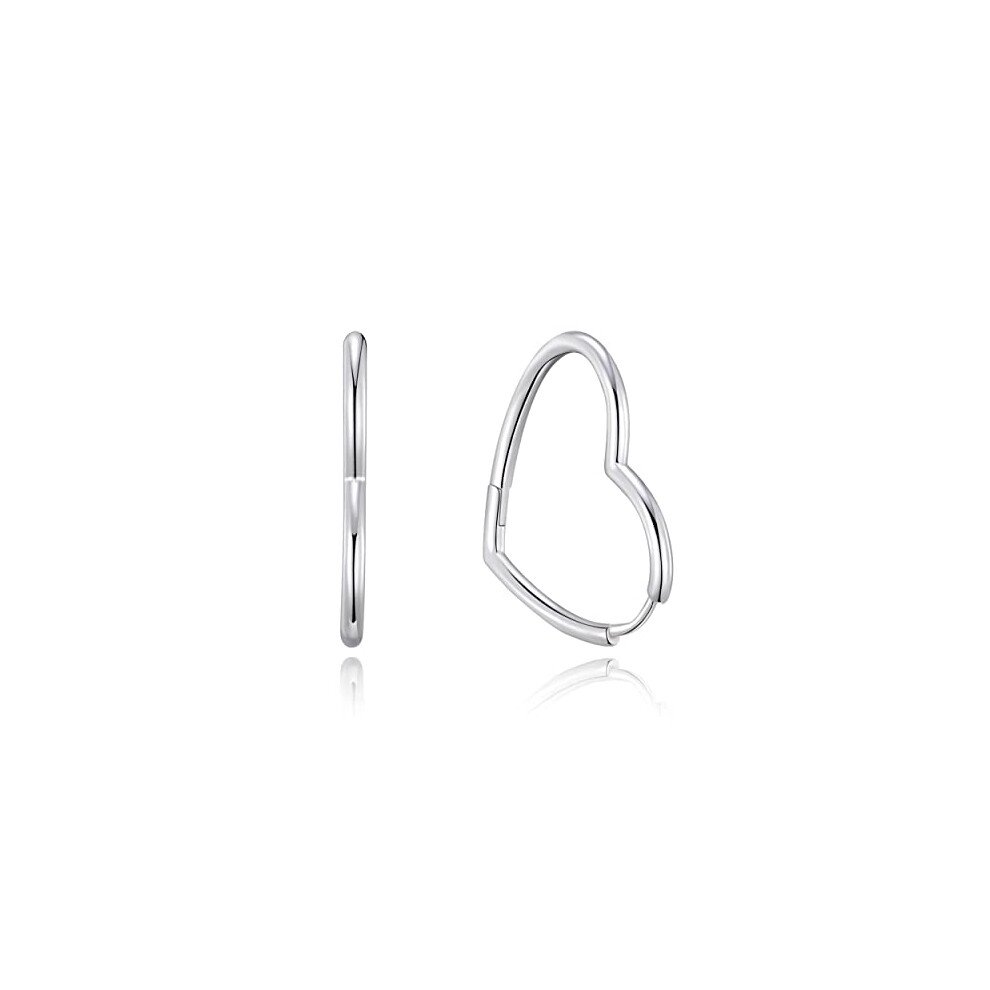 Philip Jones Jewellery Sterling Heart Hoop Earrings Silver