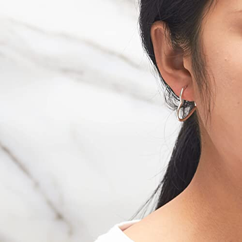 Philip Jones Jewellery Sterling Silver Heart Hoop Earrings 1