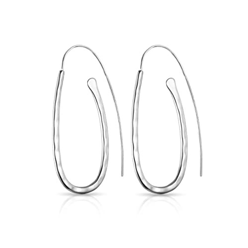 Philip Jones Jewellery Sterling Silver Hammered Hoop Earrings