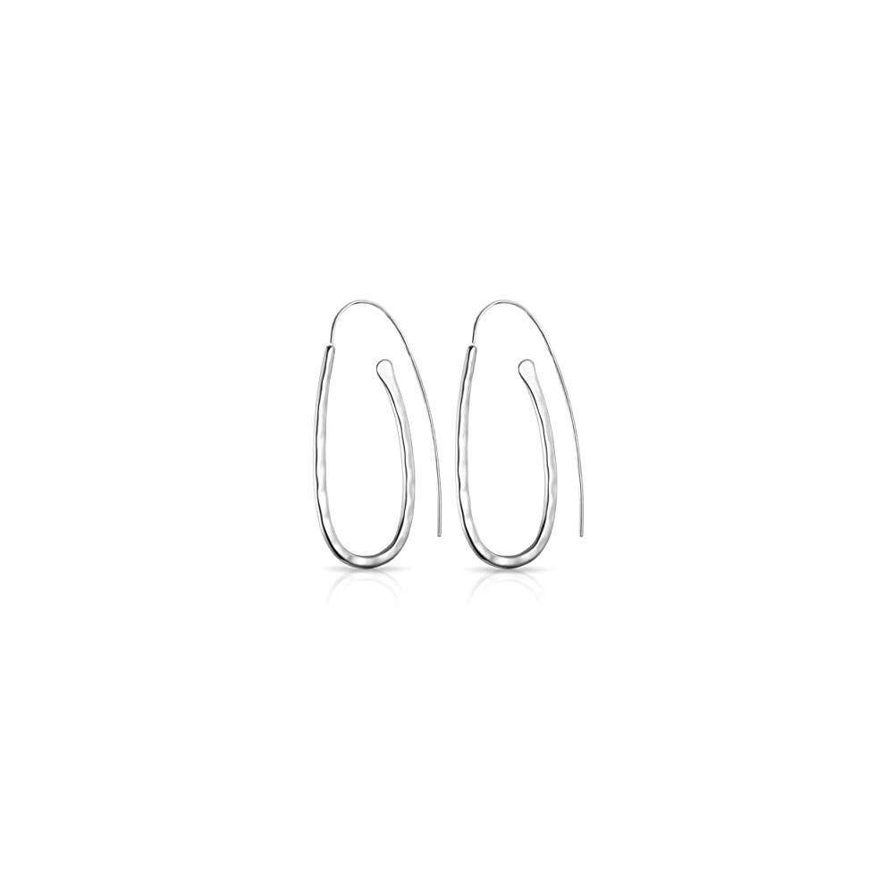 Philip Jones Jewellery Sterling Silver Hammered Hoop Earrings Red,Silver