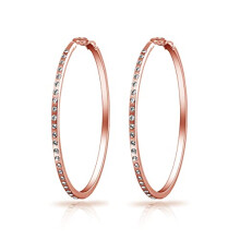 Rose Gold Plated 50mm Hoop Earrings Created with Zircondia? Crystals