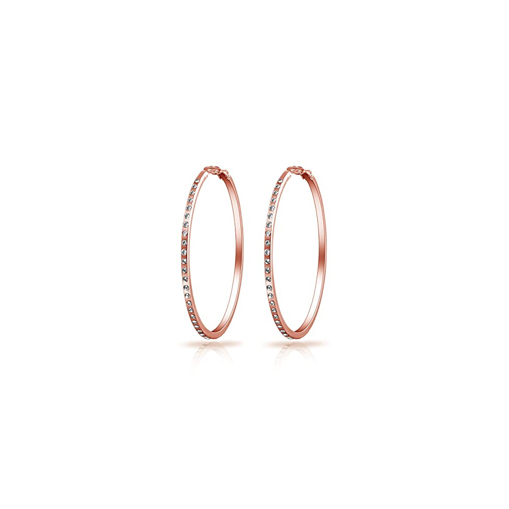 Philip Jones Jewellery Rose Plated 50Mm Hoop Earrings Created With Zircondia? Crystals Gold