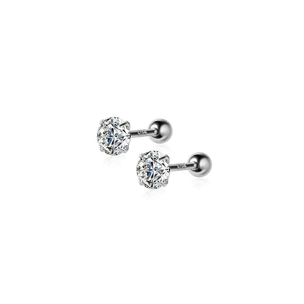 20G Crystal Cartilage Tiny Stud Earrings Sterling Silver Clear Mini Small Round CZ Helix Screwback Sleeper Tragus Barbell Piercing Body Jewelry Studs