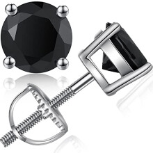 Black Earrings Black Cubic Zirconia Earrings Mens Black CZ Earrings 8mm Black Stud Earrings Sterling Silver Fake Black Diamond Earrings for Women