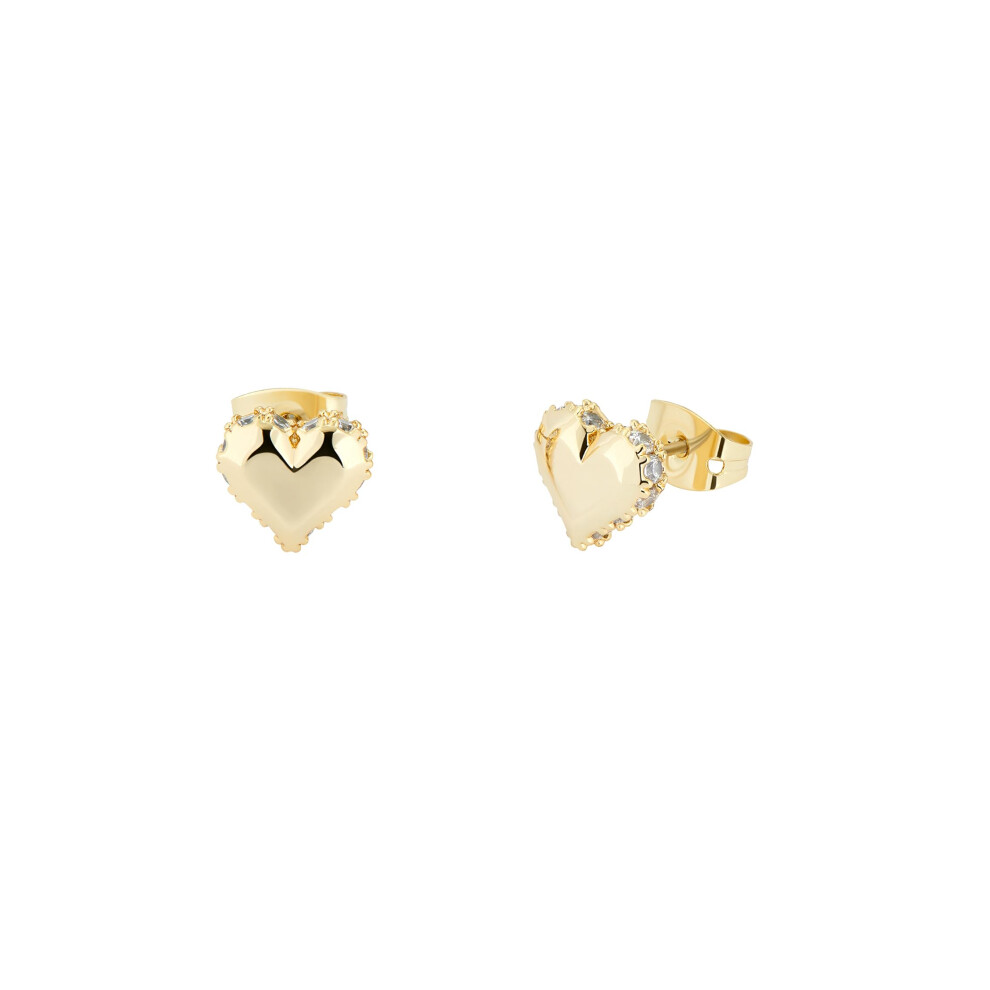 Ted Baker Sersy Sparkle Heart Stud Earrings For Women (Gold Tone/Crystal)