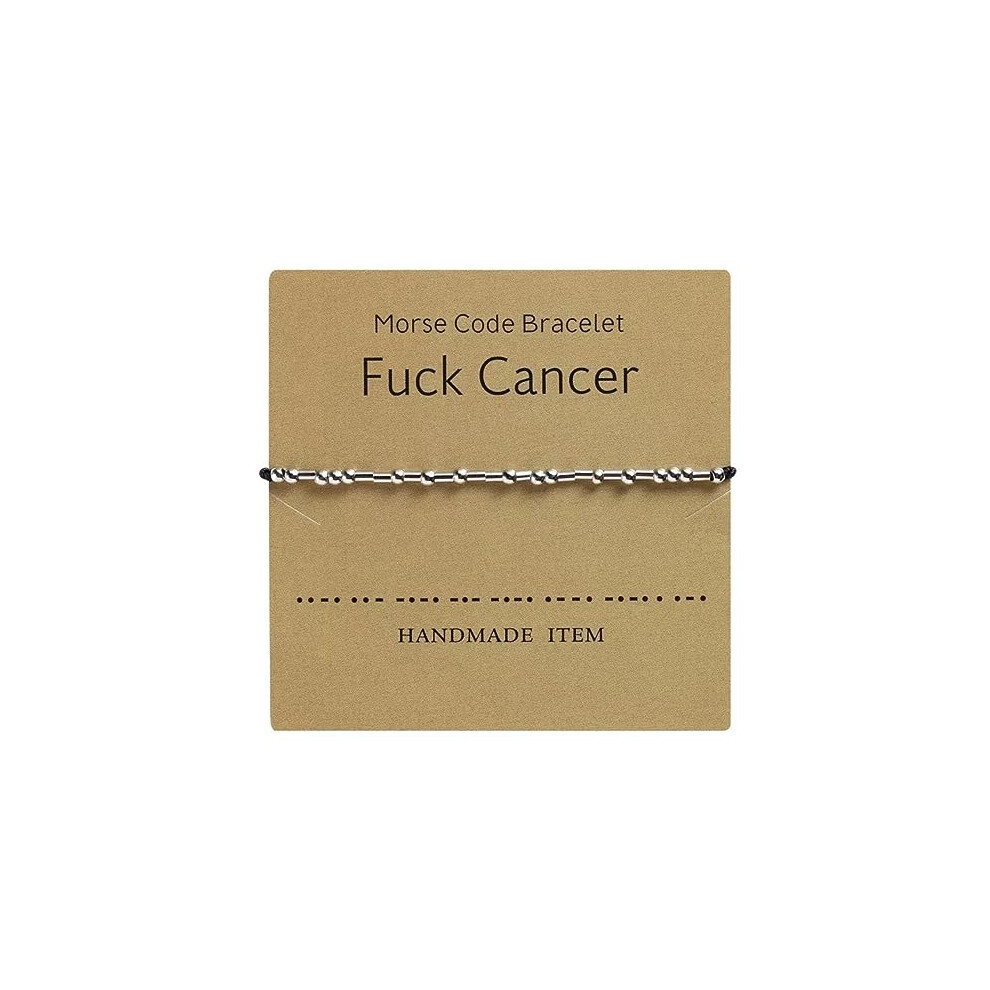 MIDNIGHT MANTRA F Cancer Stirling Silver Morse Code Chord Bracelet | Morse Code Secret Message Adjustable Bracelet Gift Present, Cancer Survivor