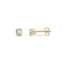 Amberta Allure Women 9 Ct Yellow Gold Cubic Zirconia Stud Earrings: 3.75 mm