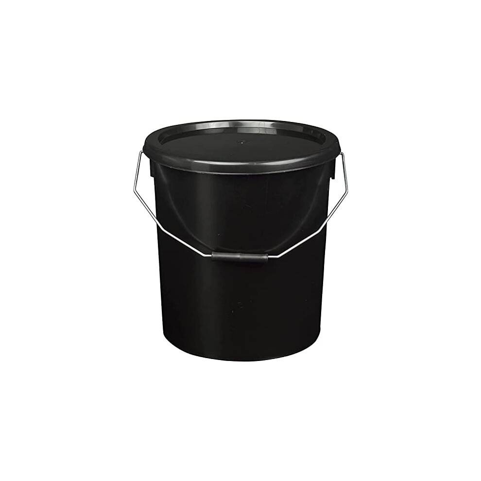 Star Supplies Strong Black Hard Wearing Plastic Buckets With Tamper Evident Lid & Handle 10L (50) 5056330359252