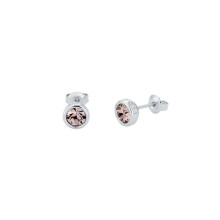 Ted Baker Sinaa Crystal Stud Earrings For Women (Silver/Pink Crystal)