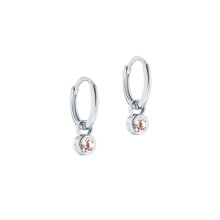 Ted Baker Sinalaa Crystal Huggie Hoop Earrings For Women (Silver/Pink Crystal)