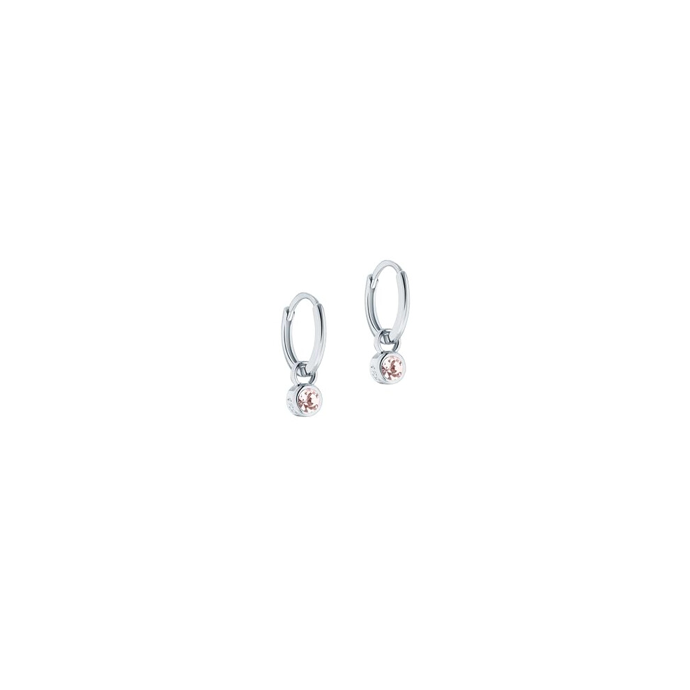 Ted Baker Sinalaa Crystal Huggie Hoop Earrings For Women (Silver/Pink Crystal)