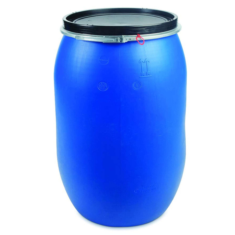 220 L Ltr Litre Plastic Blue Open Top Keg Drum Barrel for Storage Food Grade with Lid UN Approved Shipping Food Cooking