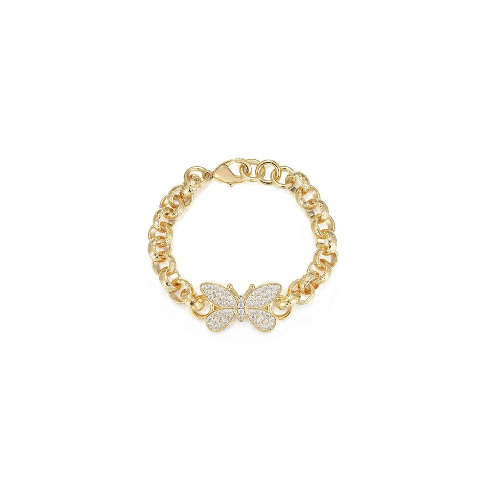 18K Gold Butterfly Diamond Pattern Chain Belcher Bracelet, Adjustable 18K Real Gold Plated Uniquely Patterned Stylish Fashion Jewellery for Kids