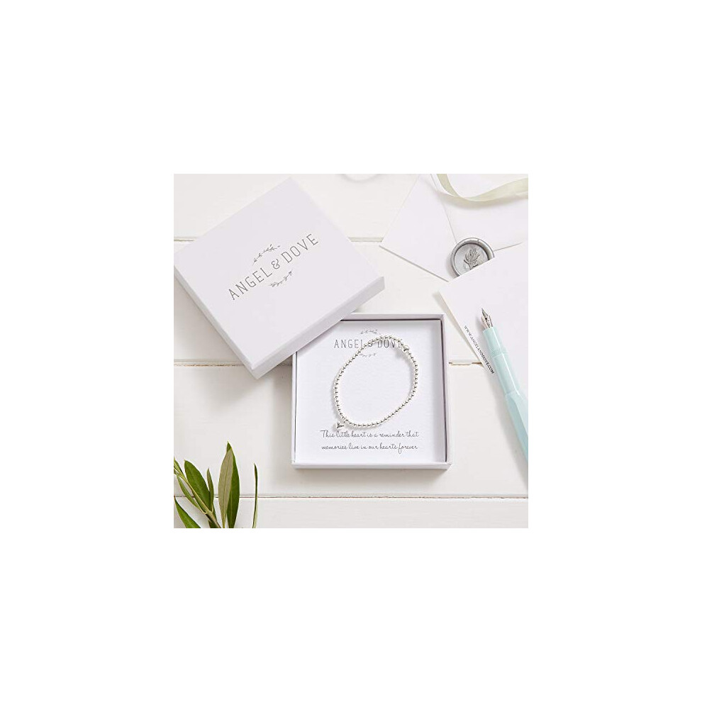 ANGEL & DOVE 'Memories' Silver Heart Beaded Bracelet - Sympathy Gift with Bag & Card
