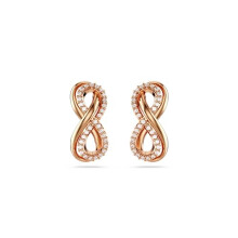 Swarovski Hyperbola stud earrings, Infinity, White, Rose gold-tone plated