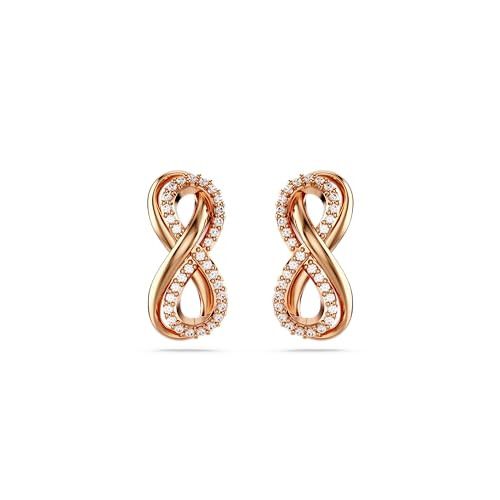 Swarovski Swarovski Hyperbola stud earrings, Infinity, White, Rose gold-tone plated