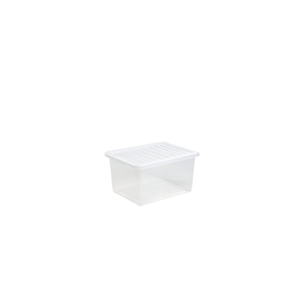 (Pack of 6) 37 Litre Large Big Plastic Storage Clear Box with Lid Strong Stackable Container Made In U.K (6)