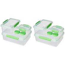 Sistema Klip IT Food Storage Containers | 6 Plastic Food Containers with Lids | 4 Dressing To Go Pots | BPA-Free | Recyclable with TerraCycle? | 10