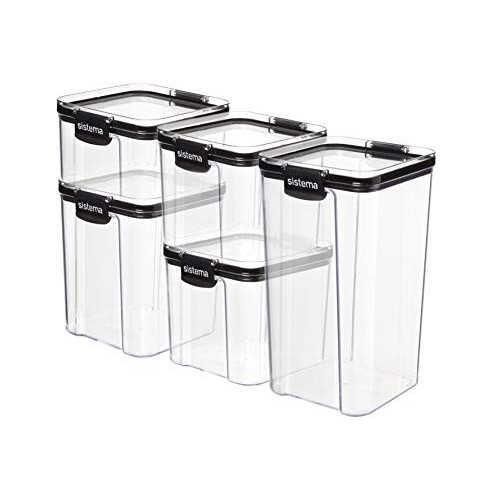 Sistema Sistema Ultra Square 5 Pack, Tritan, Clear/Black, Pack 1