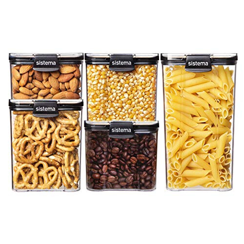 Sistema Sistema Ultra Square 5 Pack, Tritan, Clear/Black, Pack 2