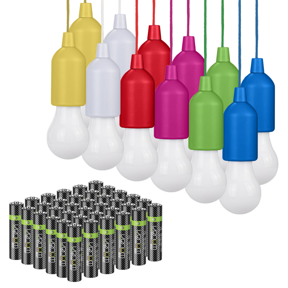 Valiant Hanging String Lights (12 Pk) + 36 AAA Batteries