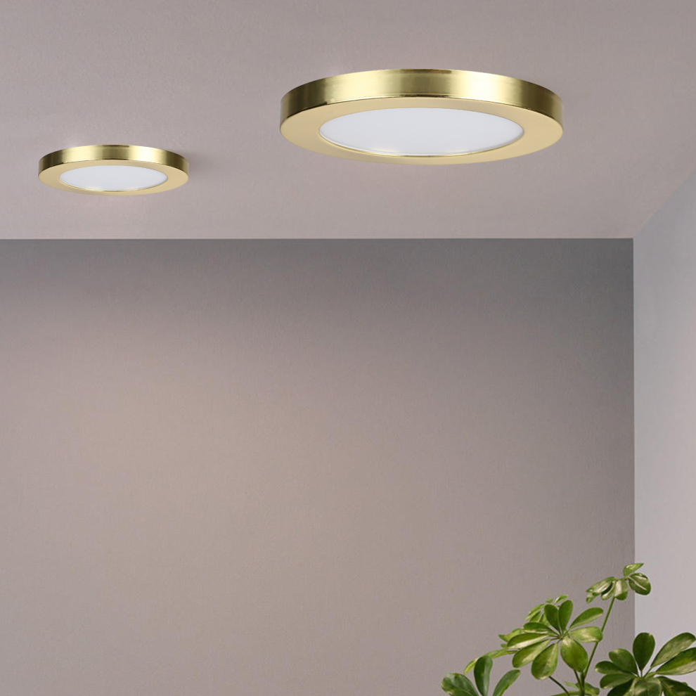 (6W, Satin Brass) Bathroom Round LED Ceiling Lights