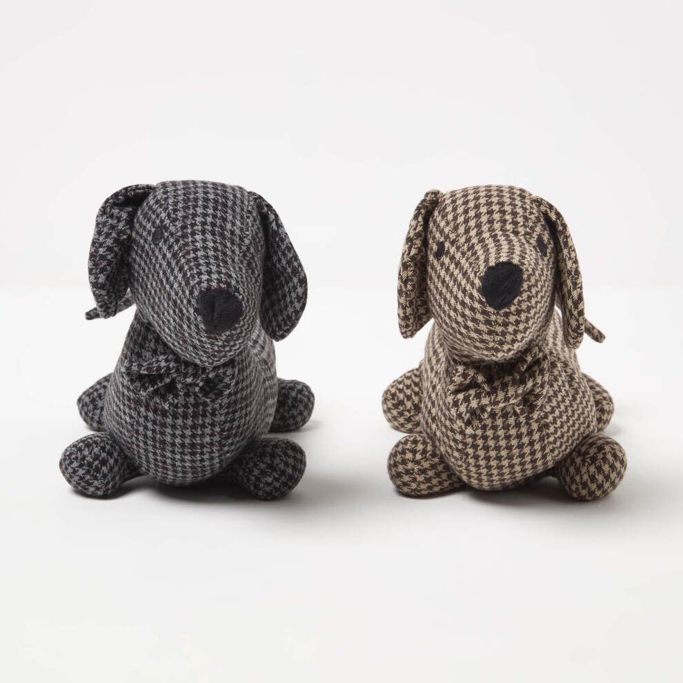 Homescapes Dog Door Stop - Set Of 2 - Animal Door Stops Brown