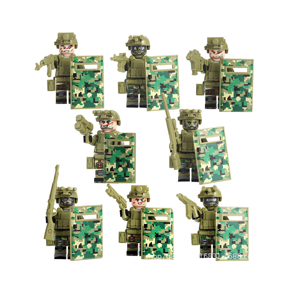 (Style E) Elite Forces Minifigure Set - Military and SWAT Building Blocks for Action-Oriented Play