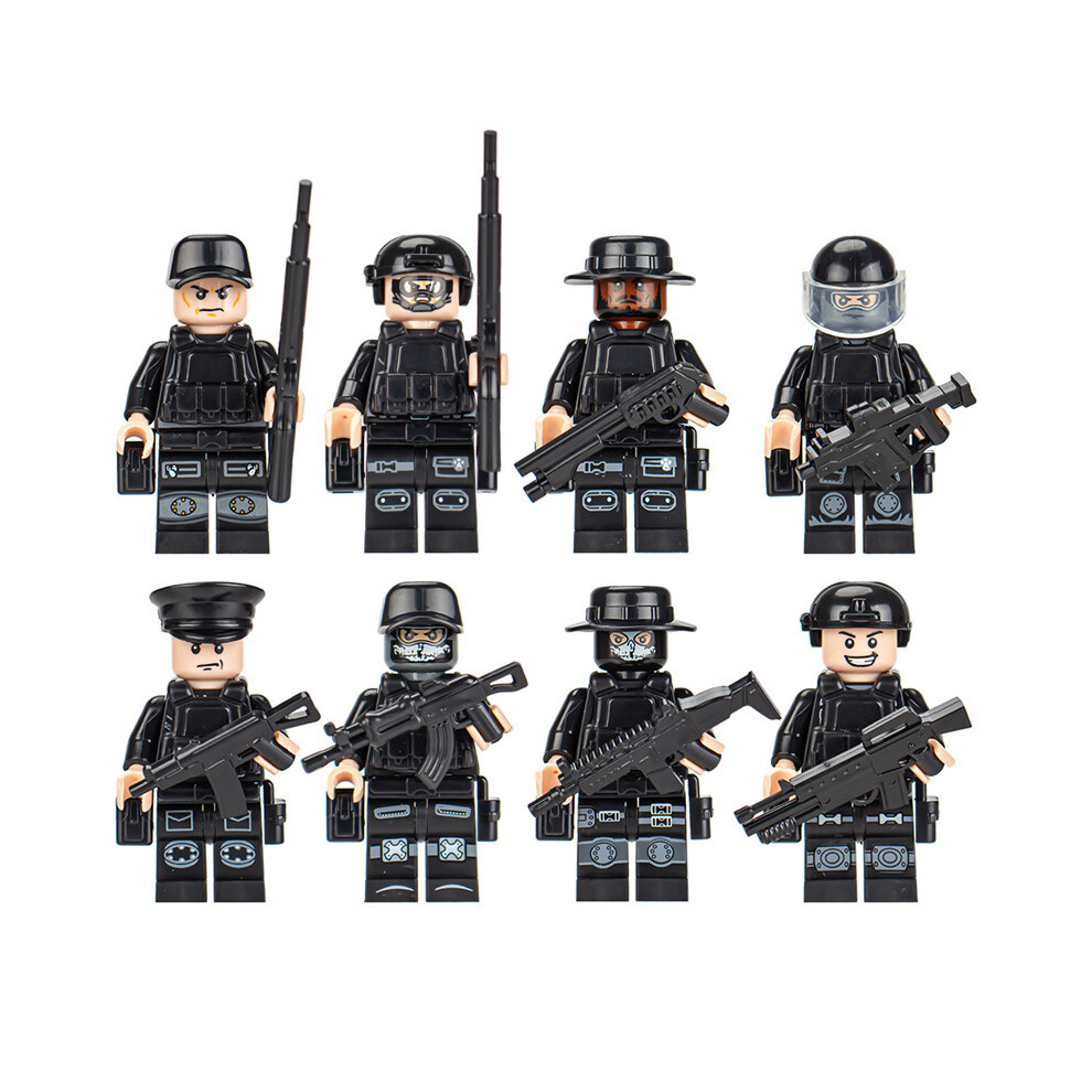 (Style I) Elite Forces Minifigure Set - Military and SWAT Building Blocks for Action-Oriented Play