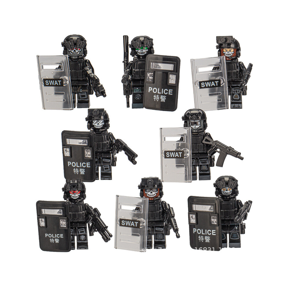 (Style D) Elite Forces Minifigure Set - Military and SWAT Building Blocks for Action-Oriented Play