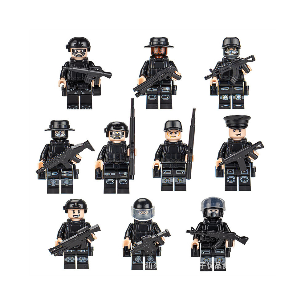 (Style J) Elite Forces Minifigure Set - Military and SWAT Building Blocks for Action-Oriented Play