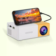 (Yellow) Mini Projector 4K Home Theatre Cinema Smart TV UK