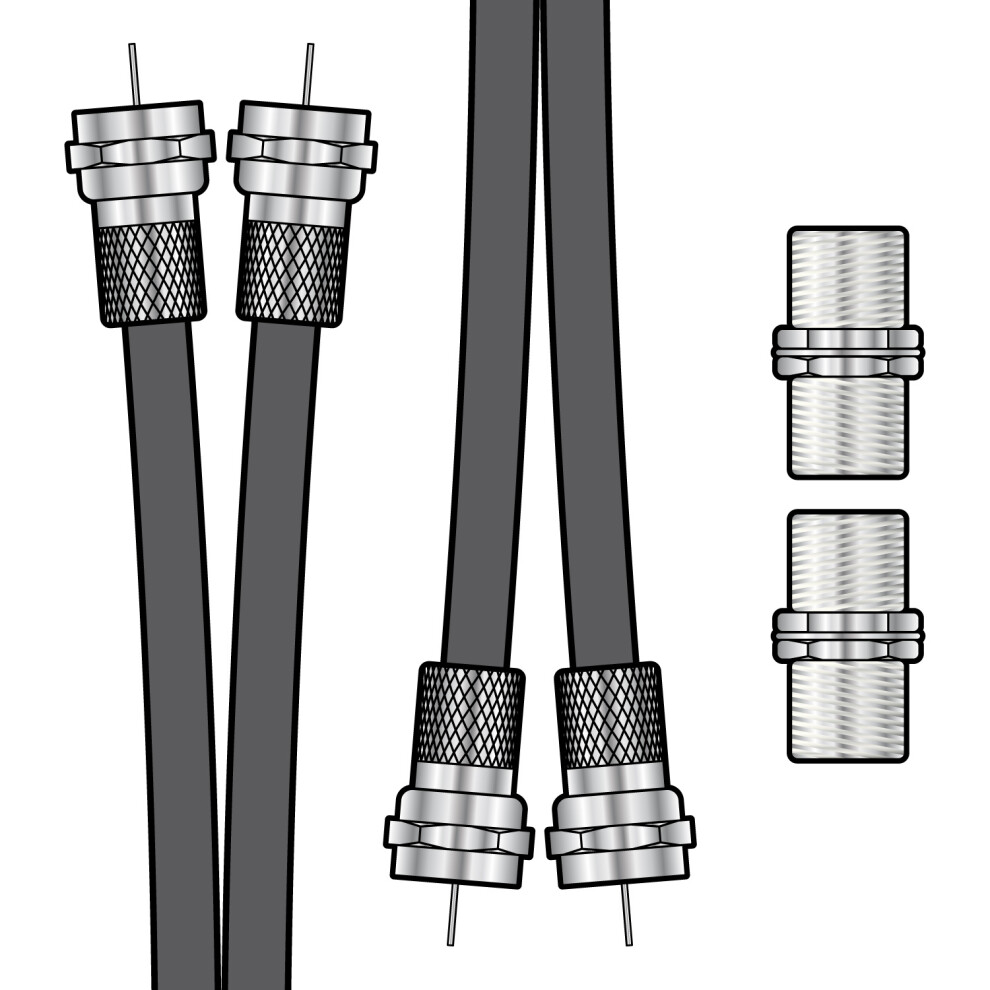 1M Twin Satellite & Cable Box Extension Kit | Sky Hd, Virgin & Freesat 5015972181942