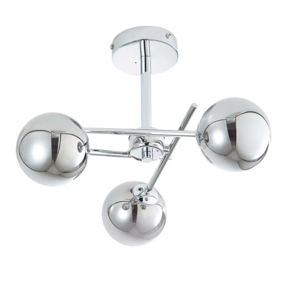 Litecraft Estelle Ceiling Light Bathroom Semi Flush 3 Arm - Chrome