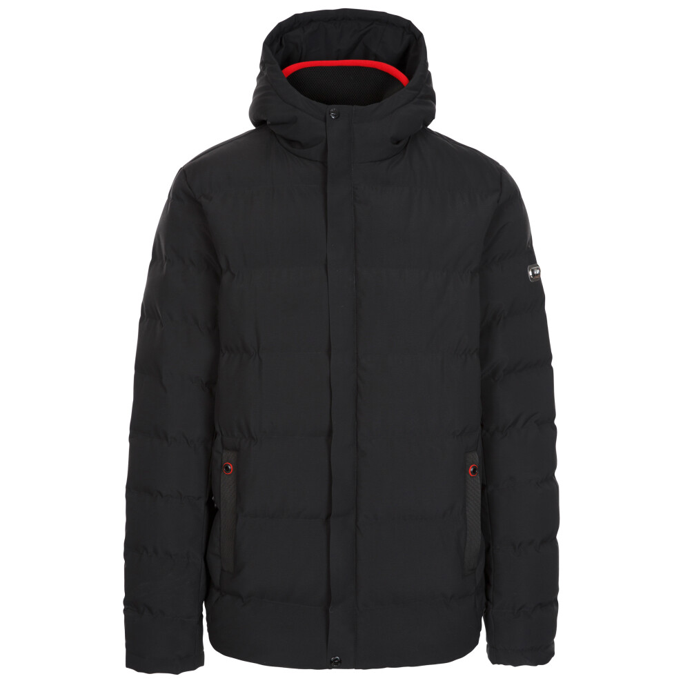 (S, Black) Trespass Mens Padded Jacket Hood Quilted Habbton