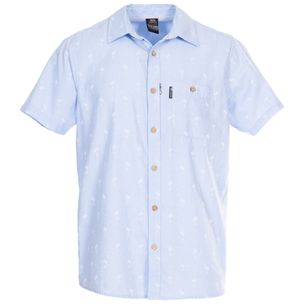 (XL, Pale Blue) Trespass Mens Shirt Short Sleeved Slapton PalmTree