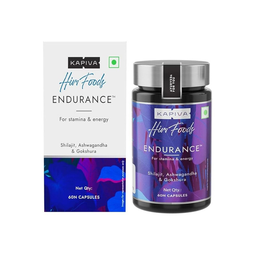Kapiva Endurance 60 Capsules|Food Supplement|Shilajit, Ashwagandham & Gokshura to Unlock Peak Performance|Men Stamina Booster|Testosterone Boosters