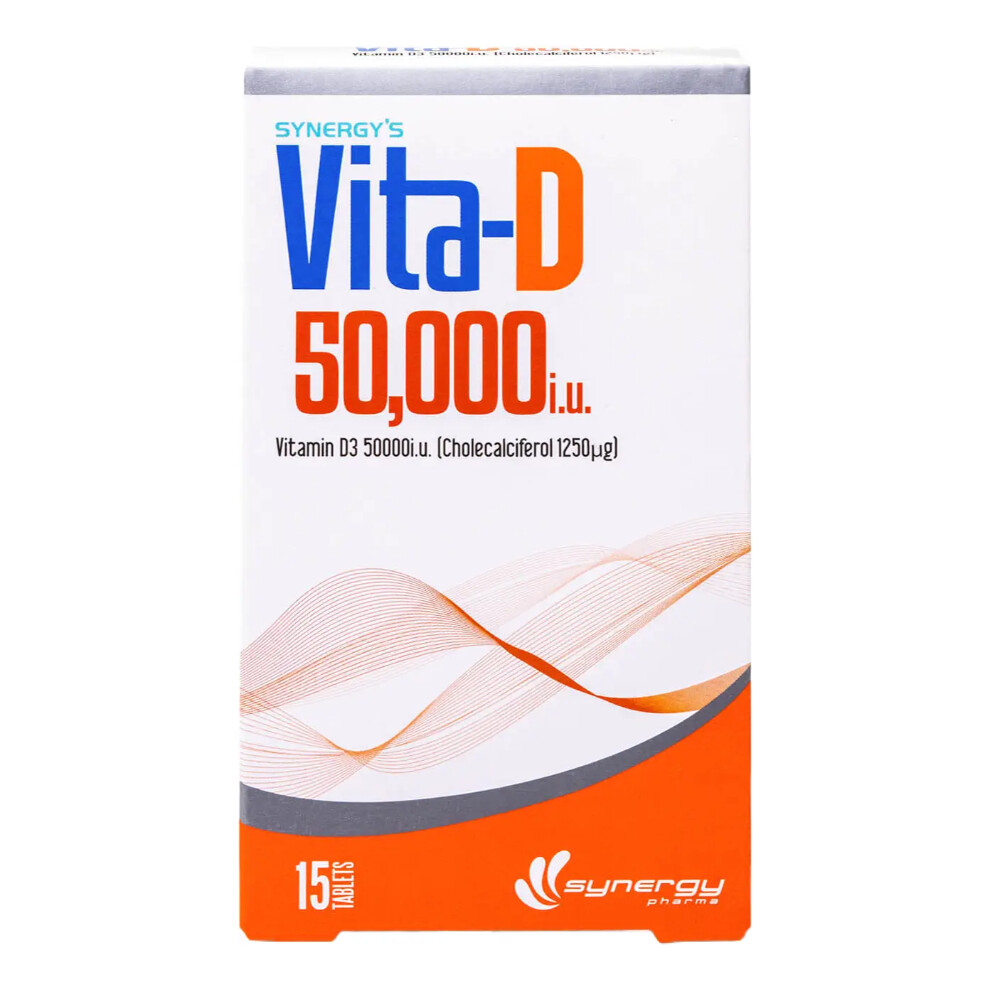 Synergy Vita-D 50000 IU Vitamin D3 15 Tablets Clearance Sale|Dietary Supplement|Strengthens Bones & Teeth|During Pregnancy|Hairloss Treatment