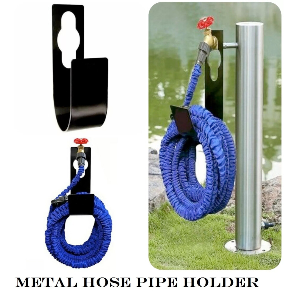 Metal Hose Pipe Holder Black Easy to Install Perfect for Heavy Pipes