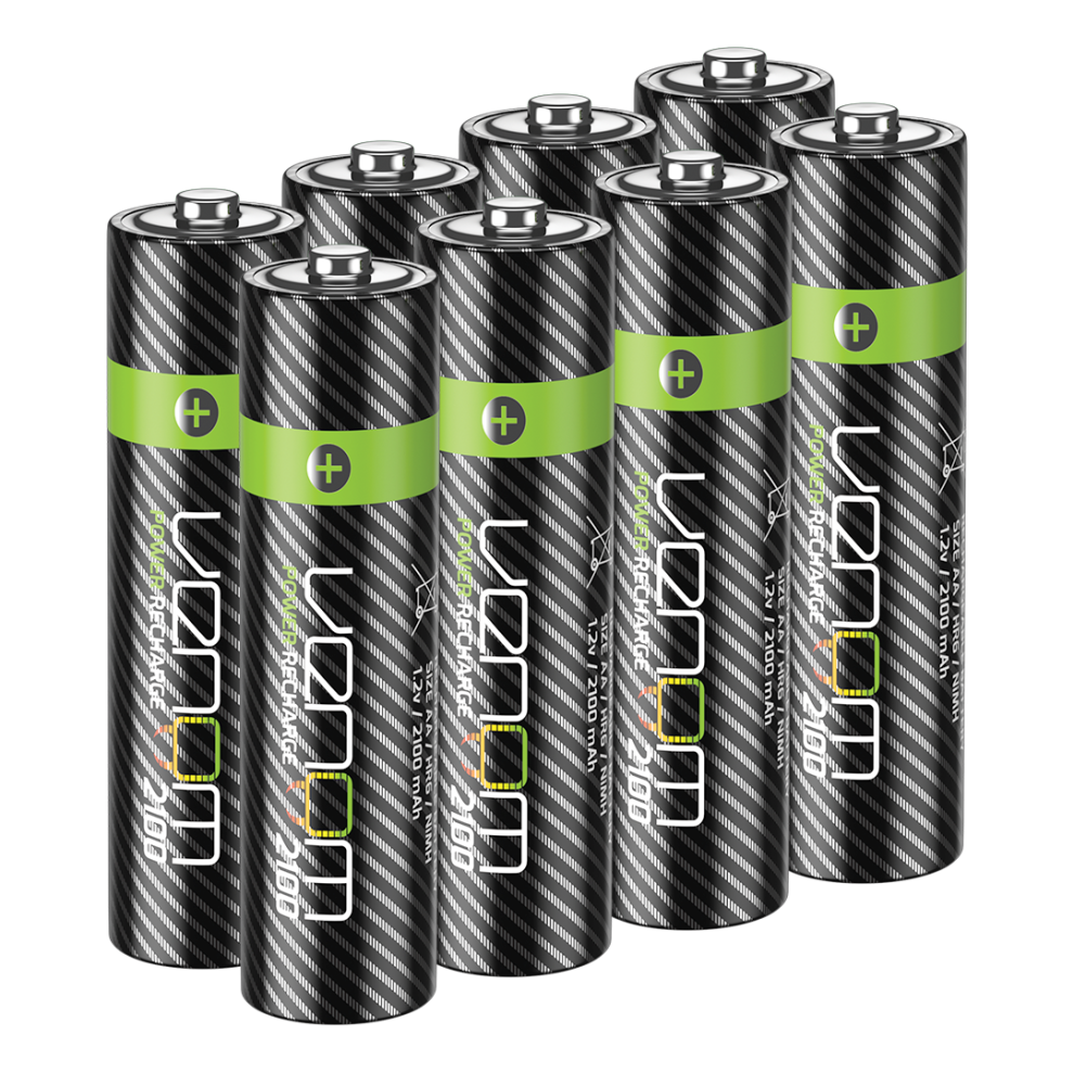 Venom Rechargeable AA Batteries - High Capacity 2100mAh (8-Pack)