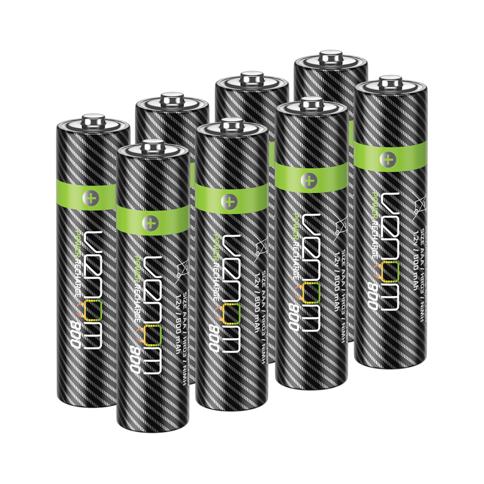 Venom Rechargeable AAA Batteries - High Capacity 800mAh (8-Pack)