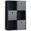 Vida Designs (Black, Grey) Durham 6 Cube Shelf Drawer Bookcase with 3 Baskets 1