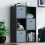 Vida Designs (Black, Grey) Durham 6 Cube Shelf Drawer Bookcase with 3 Baskets 5